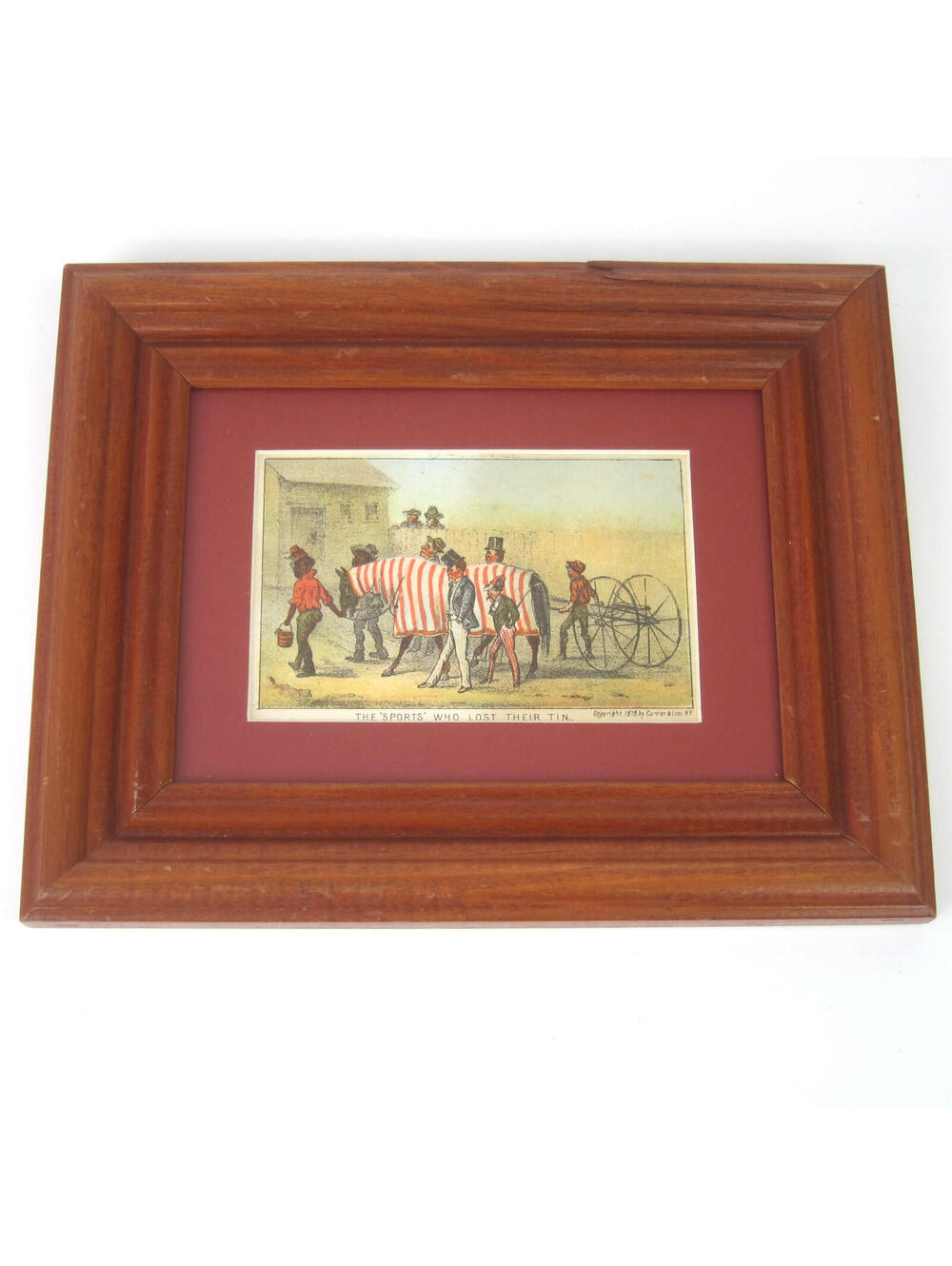 Currier & Ives Sports Who Lost Their Tin Comic Trade Card Print Antique 1878